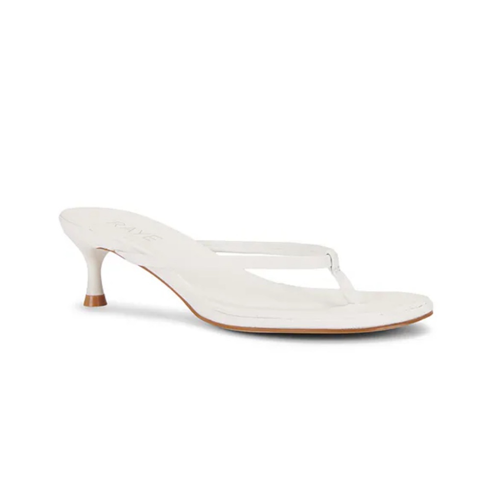 Revolve White Thong Sandal Kitten Heels